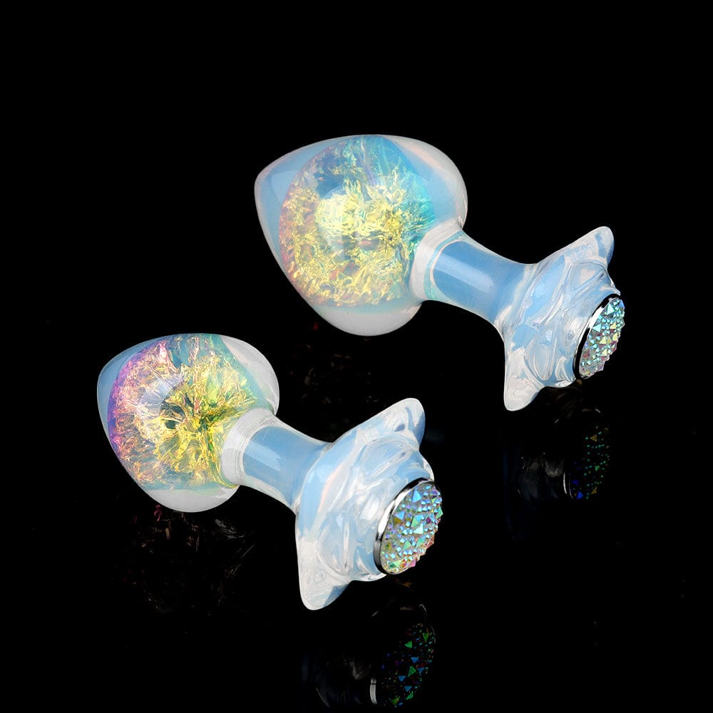 Aurora Peach Heart Crystal Silicone Anal Plug with Petal Base - Lurevibe