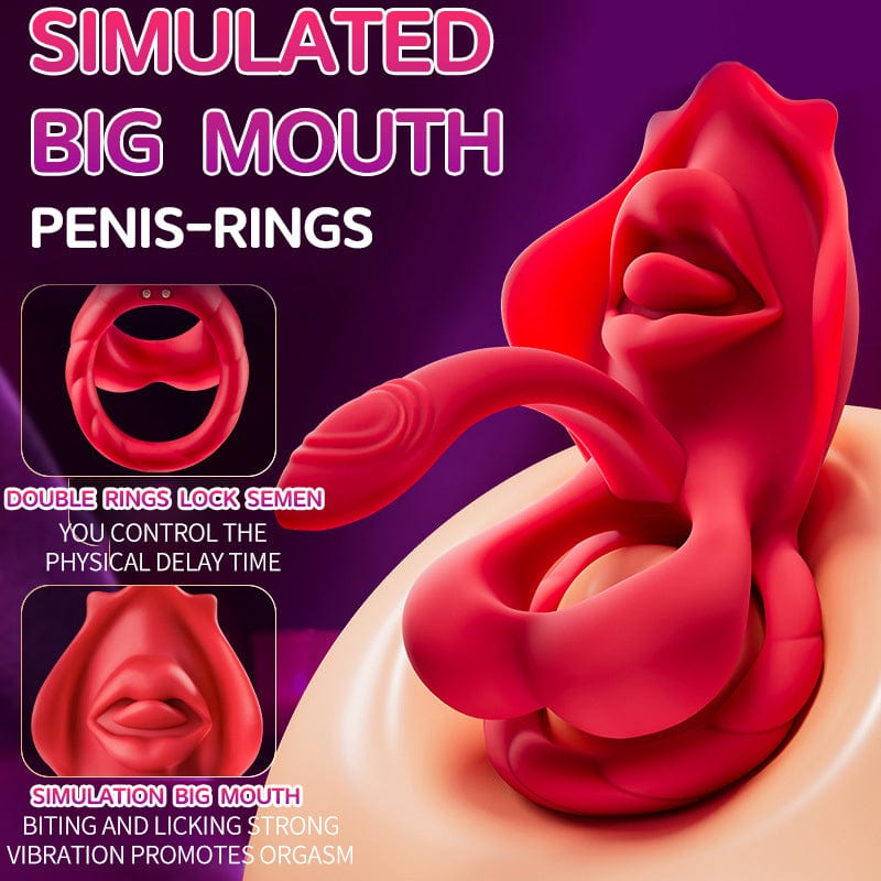 Realistic Mouth Biting Cock Ring Clitoral Stimulator For Couple Flirting - Lurevibe
