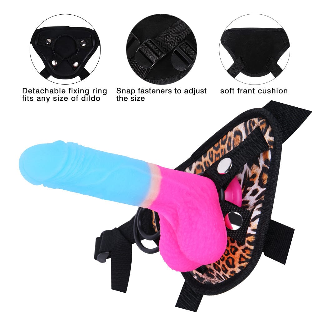 7.09 Inches Strap-on Dildo Leopard Belt For Lesbian Couple - Lurevibe