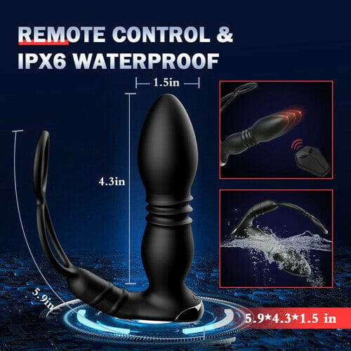 Iphisi New Double Ring Sperm Locking Ring Prostate Massager App Remote Control Telescopic Anal Plug Vibrator Sex Toy - Lurevibe