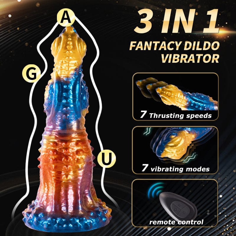 Colorful Golden Phoenix Electric Telescopic Vibrating Dildo With Remote Control - Lurevibe