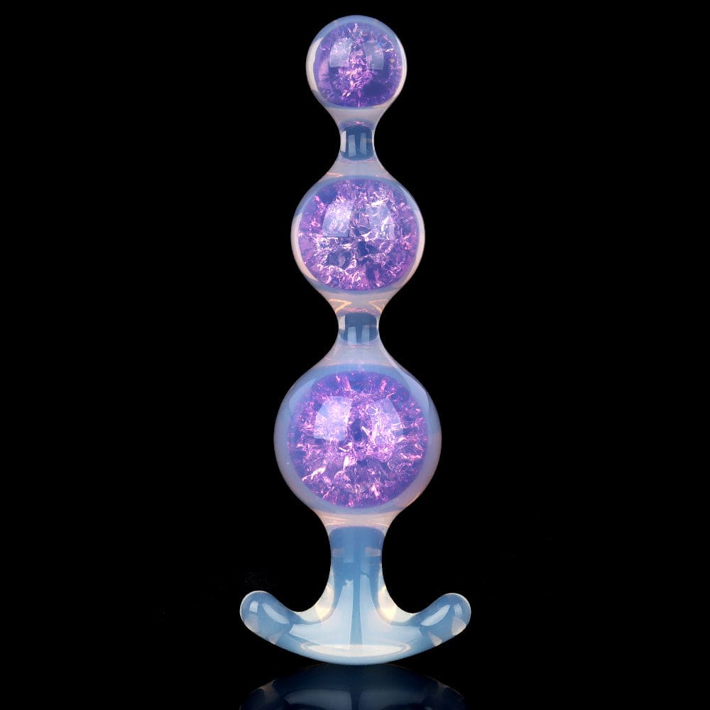 Aurora Spherical Graduated 3-Bead Anal Plug with Flanged Anchor Base - Lurevibe