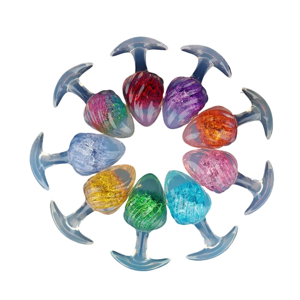 Aurora Ice Cream Spiral Textured Crystal Anal Plug with T-Bar Base - Lurevibe