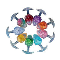 Aurora Ice Cream Spiral Textured Crystal Anal Plug with T-Bar Base - Lurevibe
