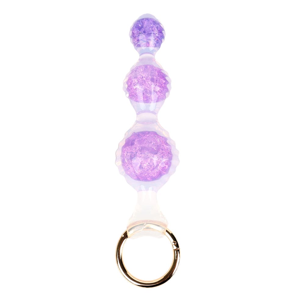 Aurora Ripple Textured Graduated Anal Bead Plug with Metal Pull Ring - Lurevibe