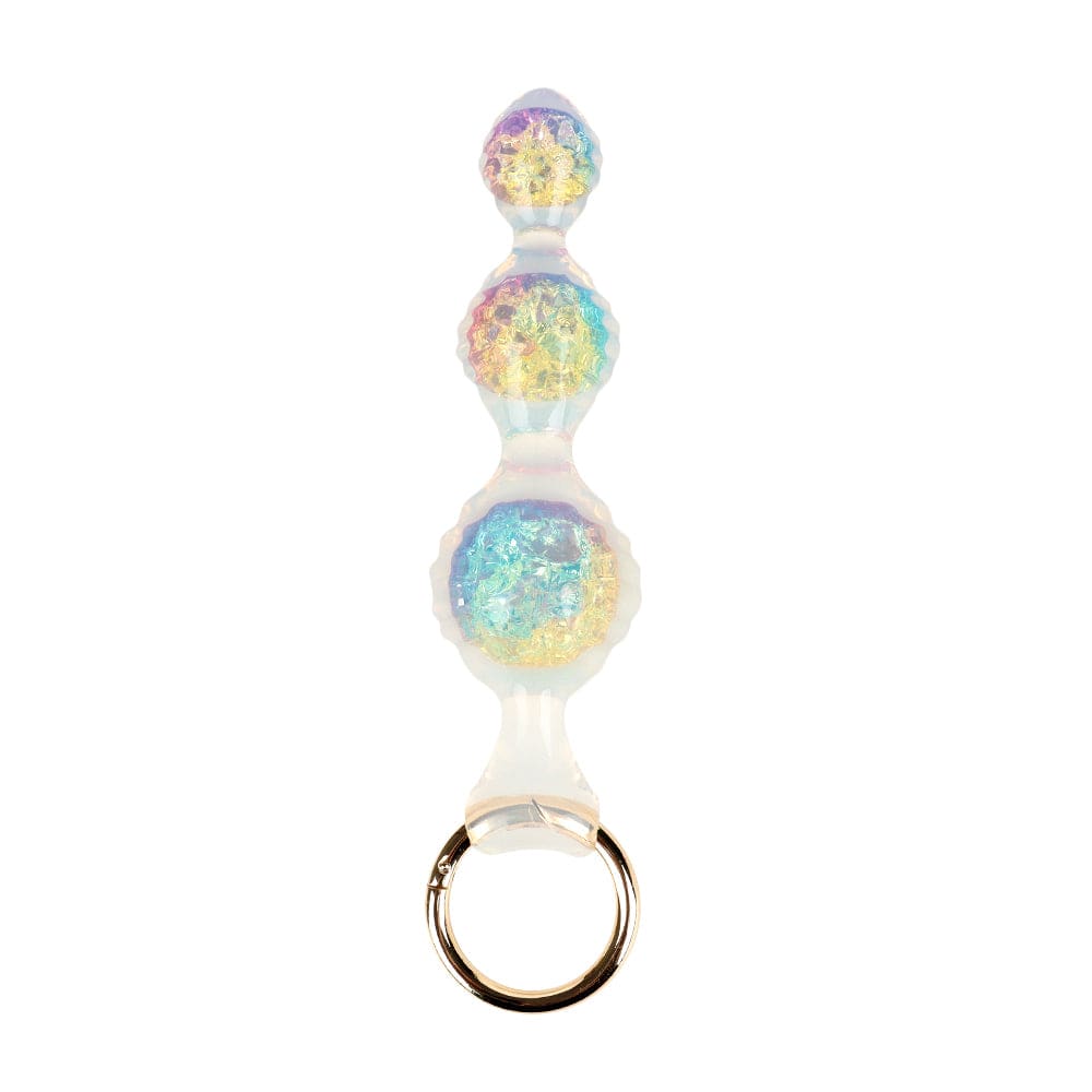 Aurora Ripple Textured Graduated Anal Bead Plug with Metal Pull Ring - Lurevibe