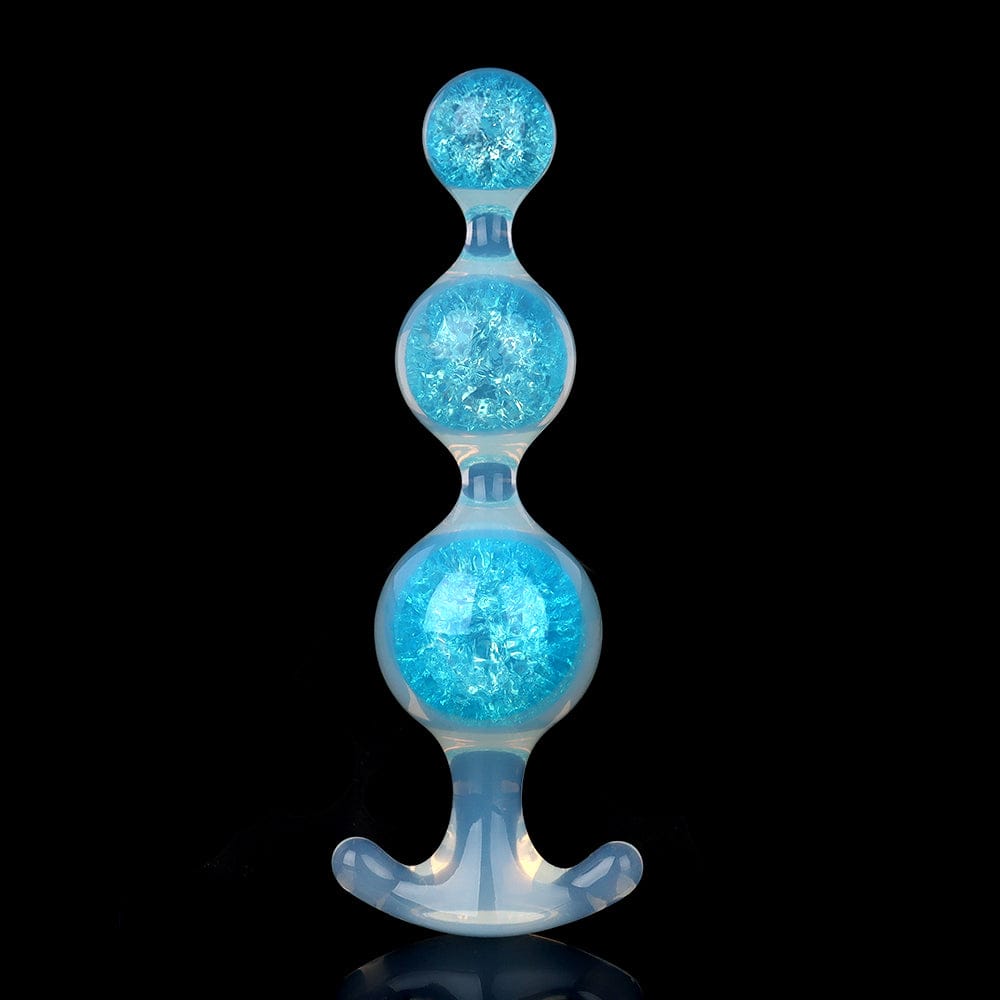 Aurora Spherical Graduated 3-Bead Anal Plug with Flanged Anchor Base - Lurevibe