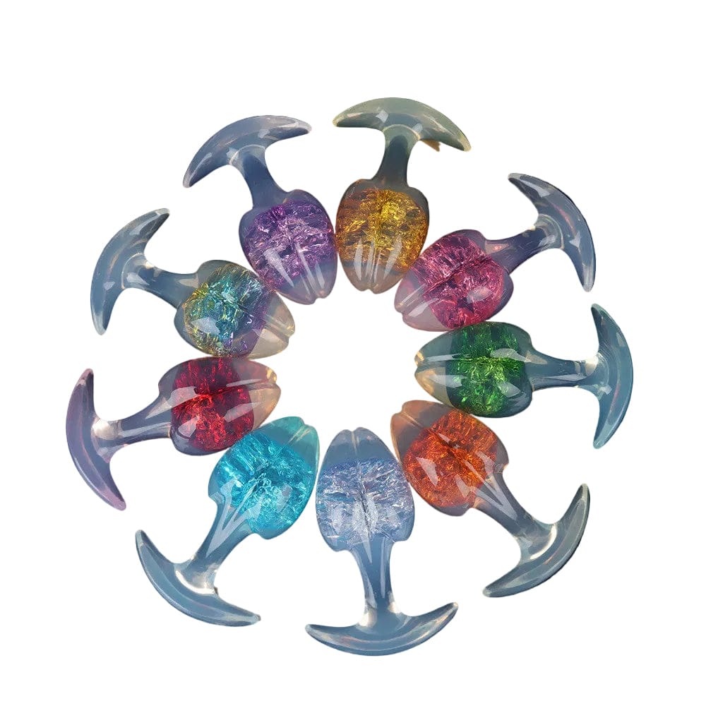 Aurora Bean Sprout Crystal Silicone Anal Plug with T-Bar Base - Lurevibe