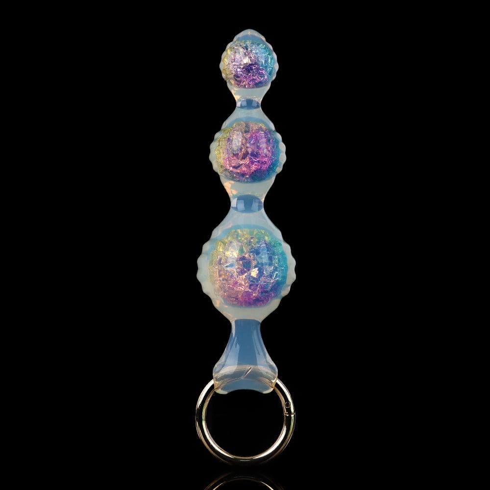 Aurora Ripple Textured Graduated Anal Bead Plug with Metal Pull Ring - Lurevibe