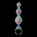 Aurora Ripple Textured Graduated Anal Bead Plug with Metal Pull Ring - Lurevibe