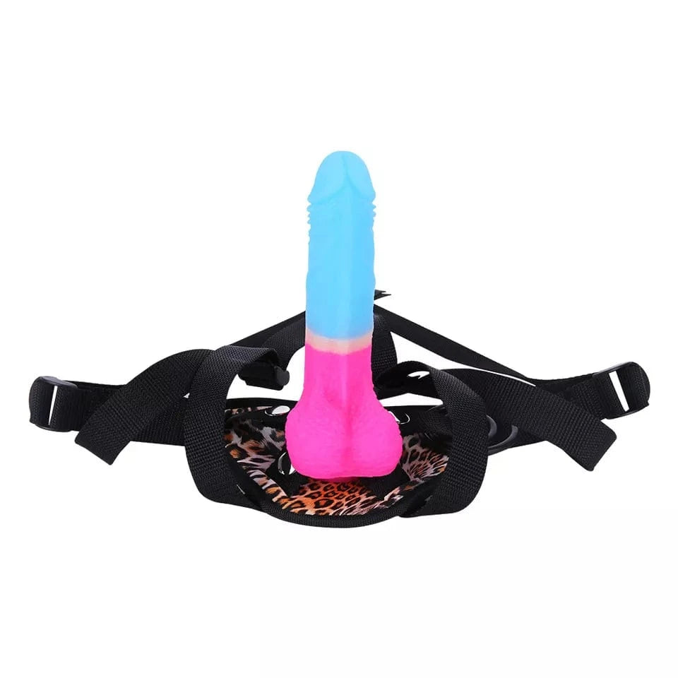 7.09 Inches Strap-on Dildo Leopard Belt For Lesbian Couple - Lurevibe