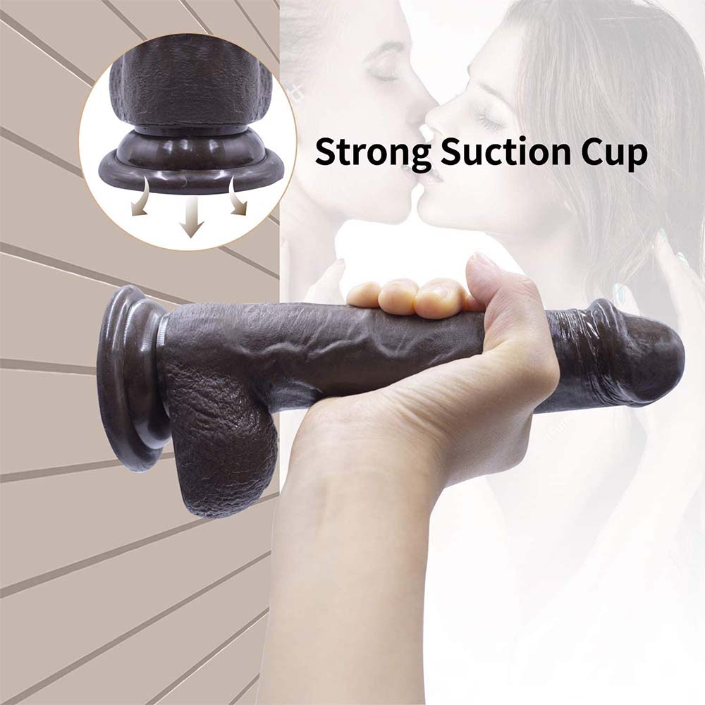 Strap-on Dildo Realistic Silicone Dildo with Wearable Sex Harness for Couple Pegging Women Lesbian Sex Fun, 7.6'' (Black) - Lurevibe