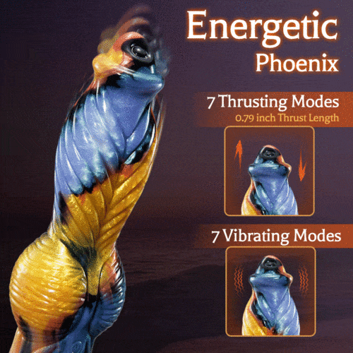 Lurevibe Phoenix Animal Texture 7 Thrusting Vibrating Big Sucker Monster Dildo 10.23 Inch - Lurevibe