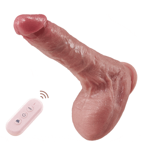 Small Glans Thick Shaft Big Ball 7 Thrusting Swinging 10 Vibrating Heating Lifelike Dildo 8.66 Inch - Lurevibe