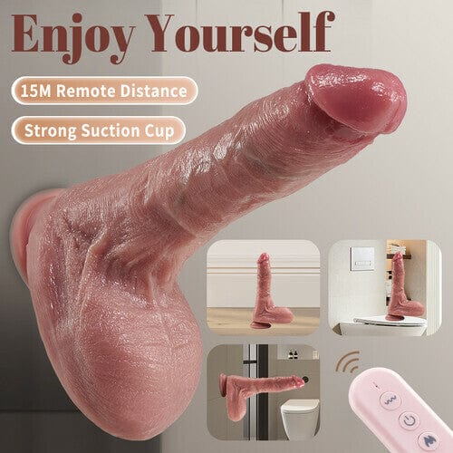 Small Glans Thick Shaft Big Ball 7 Thrusting Swinging 10 Vibrating Heating Lifelike Dildo 8.66 Inch - Lurevibe