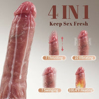 Small Glans Thick Shaft Big Ball 7 Thrusting Swinging 10 Vibrating Heating Lifelike Dildo 8.66 Inch - Lurevibe