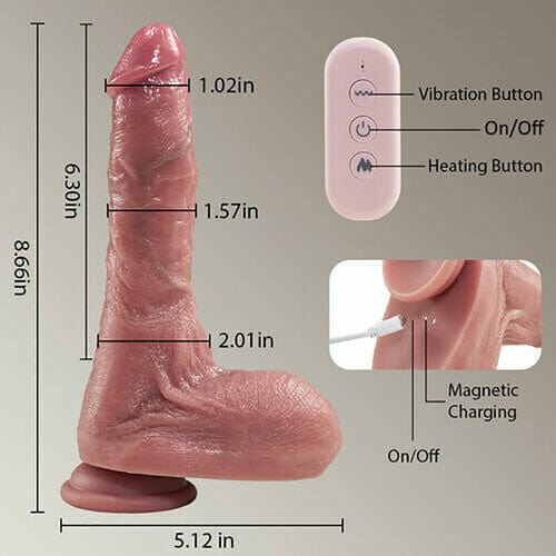 Small Glans Thick Shaft Big Ball 7 Thrusting Swinging 10 Vibrating Heating Lifelike Dildo 8.66 Inch - Lurevibe