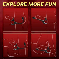 3 In 1 Spherical Vibrating Anal Plug Testicles Stimulator With cock Ring - Lurevibe