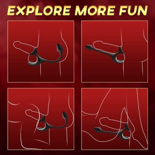 3 In 1 Spherical Vibrating Anal Plug Testicles Stimulator With cock Ring - Lurevibe