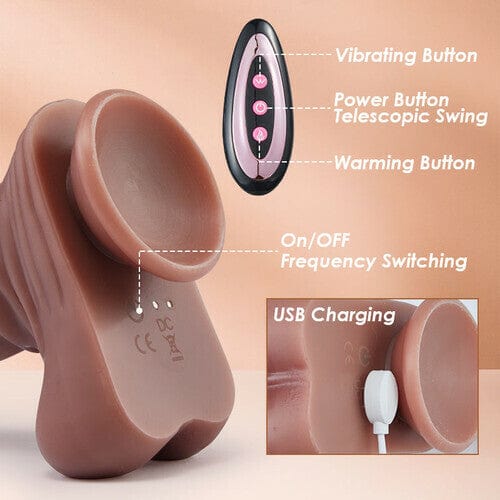 3 Telescopic Swing 10 Vibrating Heating Horsewhip Monster Dildo 8.66 Inch - Lurevibe
