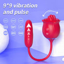 Lurevibe - 2 In 1 Rose Toy Thrusting Dildo Vibrator With 9 Tongue Licking 9 Thrusting Vibrating