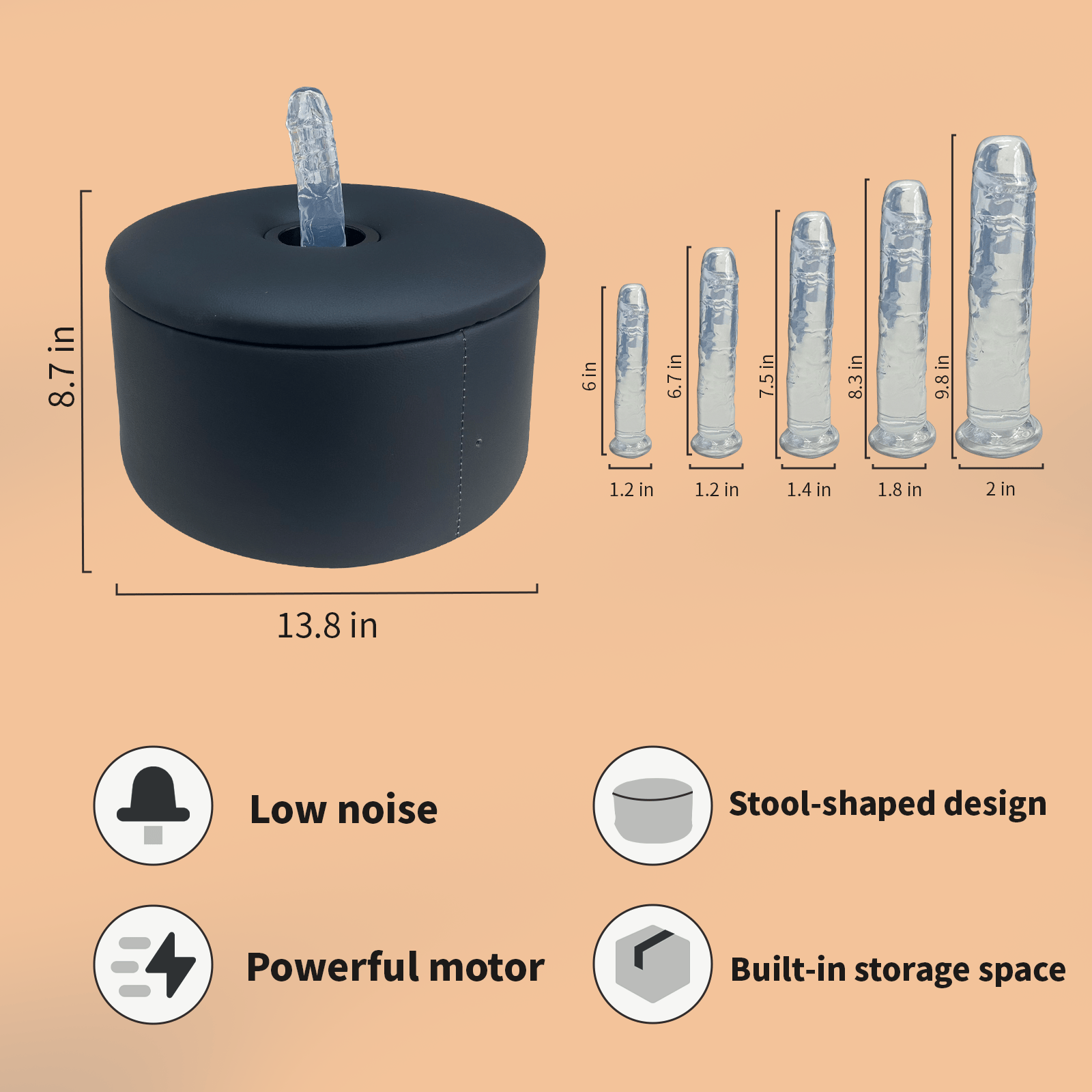 Black Stool Thrusting Sex Machine With Remote Control
