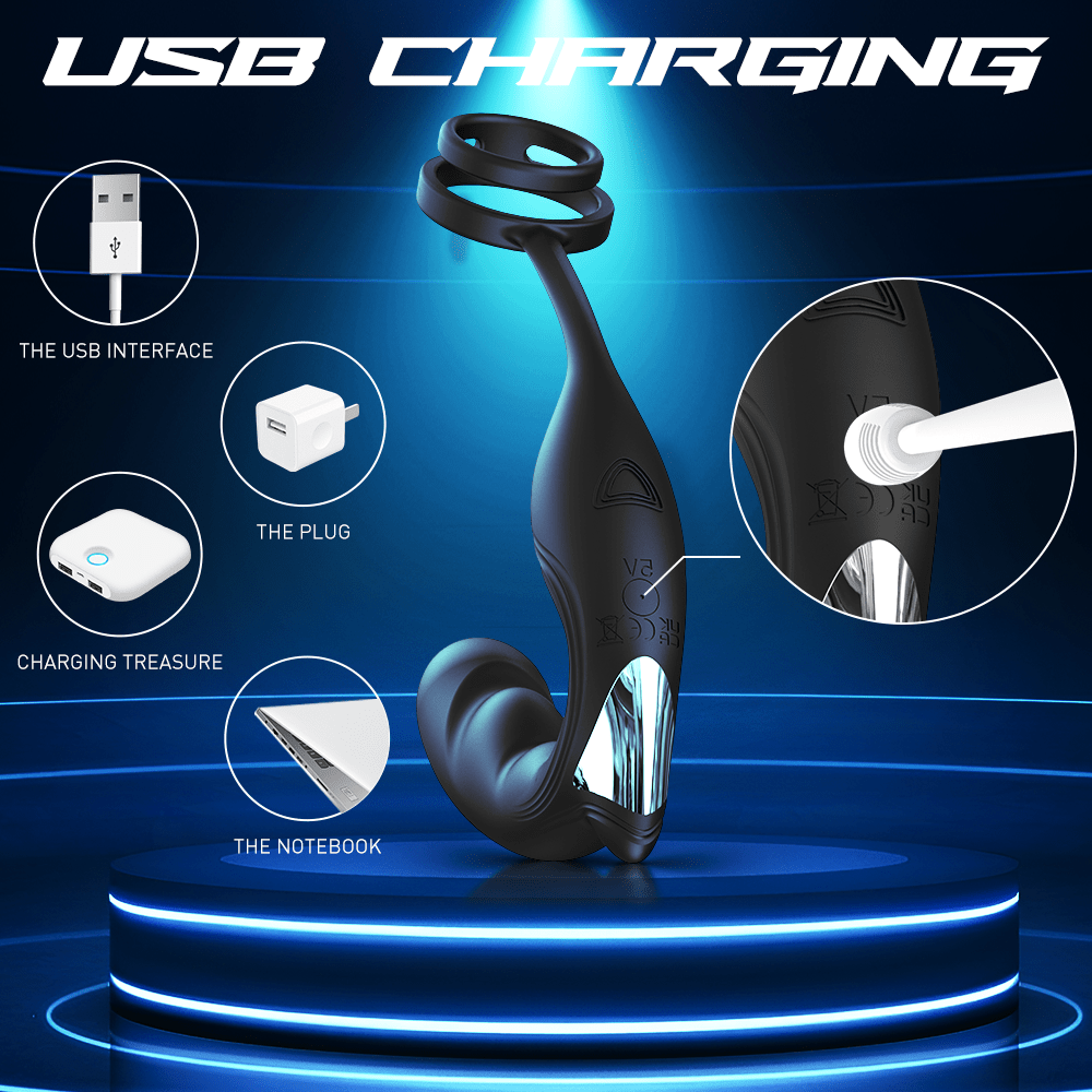 9 Speed Vibrating Prostate Massager Delayed Ejaculation Ring Anal Plug Vibrator With Remote Control - Lurevibe