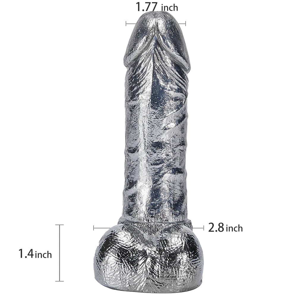 Silver Dildo 6.8 Inch G spot Monster Metal Dildo Sex Toy for Women - Lurevibe