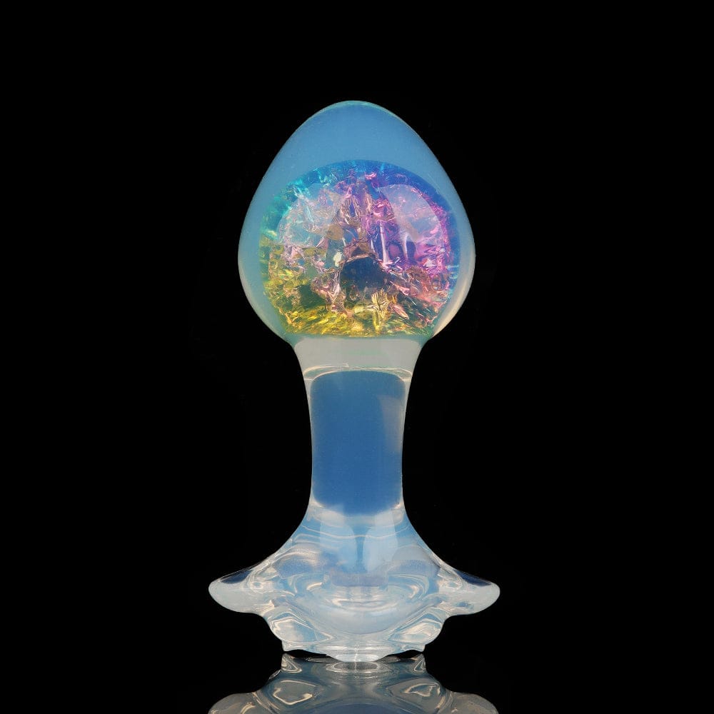 Aurora Ergonomic Curved-Neck Crystal Silicone Anal Plug with Petal Base - Lurevibe