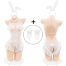 【Free Bunny Ears Headband】Lace Bunny Sexy Cosplay Bodysuit Set - Lurevibe