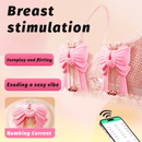 Pink Bowknot Vibrating Nipple Clamps App Control - Lurevibe