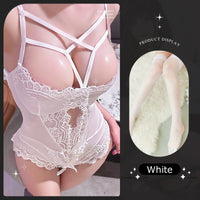 Sexy Mesh Open-Crotch Lace Bodysuit - Lurevibe