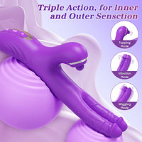 3 In 1 Clitoris Tapping Wiggling G Spot Dildo Vibrator - Lurevibe