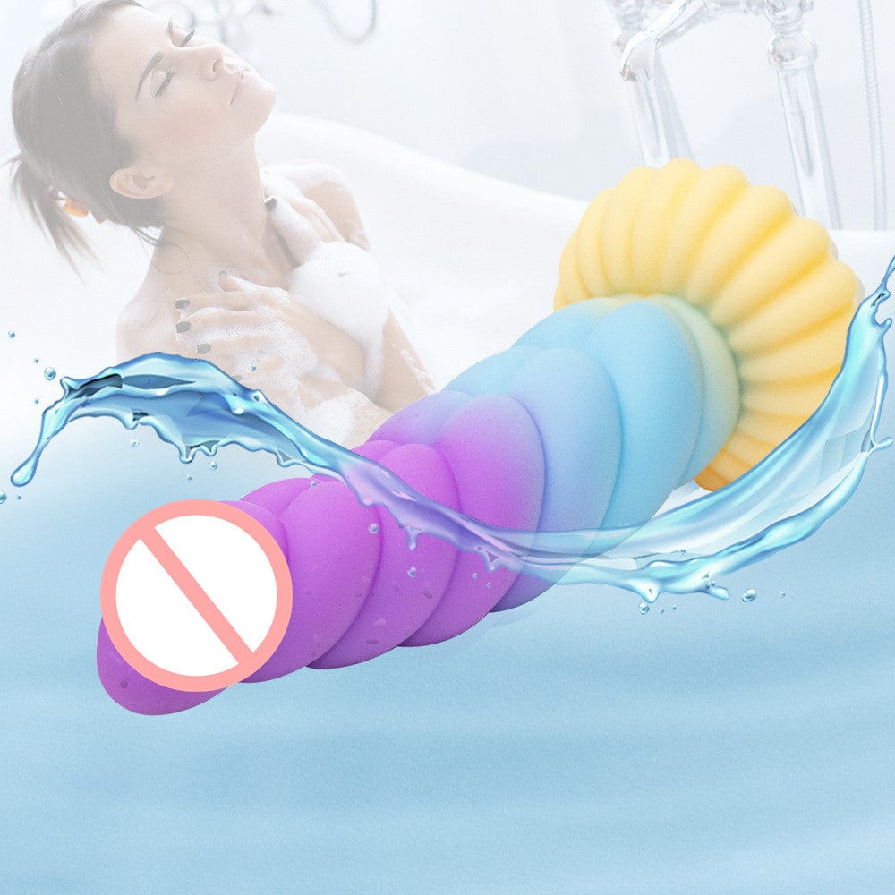 Colorful Braid Dildo Vibrator Liquid Silicone Anal Plug - Lurevibe