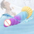 Colorful Braid Dildo Vibrator Liquid Silicone Anal Plug - Lurevibe