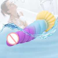 Colorful Braid Dildo Vibrator Liquid Silicone Anal Plug - Lurevibe
