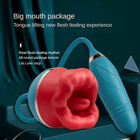 Lurevibe - 3 In1 Big Mouth Sucking Tongue Licking Vibrator & Thrusting Bullet Vibrator