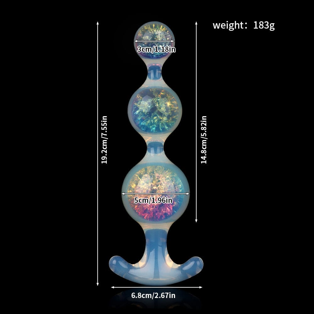 Aurora Spherical Graduated 3-Bead Anal Plug with Flanged Anchor Base - Lurevibe