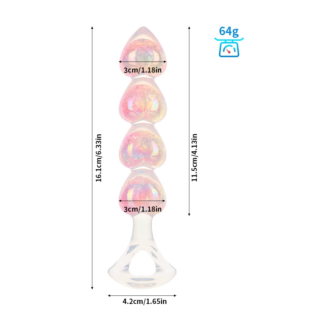 Iridescent Aurora Heart-Shaped Anal Bead Plug - Lurevibe