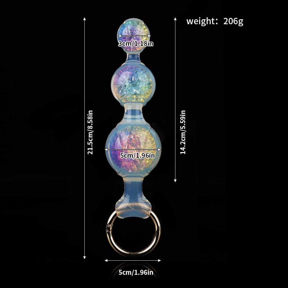 Aurora Peapod Graduated Anal Beads Plug with Metal Pull Ring - Lurevibe