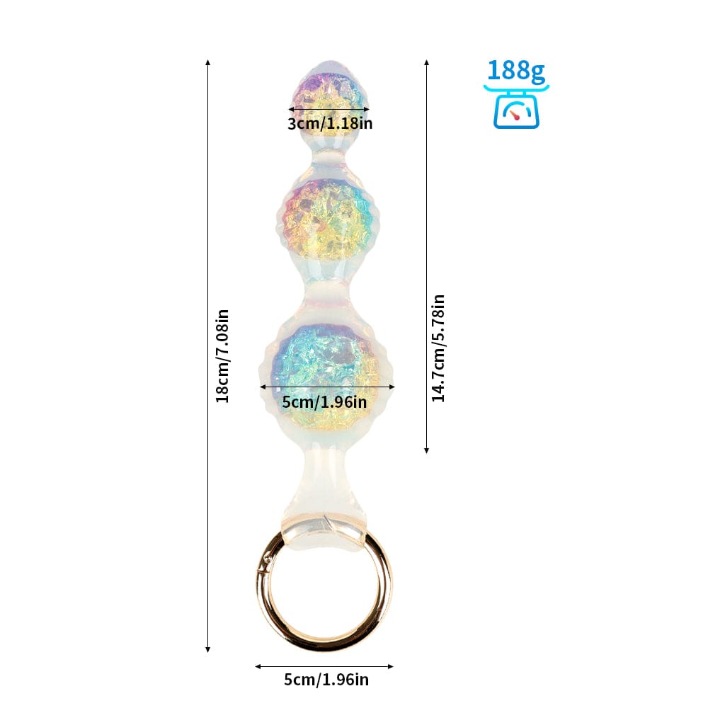 Aurora Ripple Textured Graduated Anal Bead Plug with Metal Pull Ring - Lurevibe