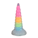 Rainbow Unicorn Spiral Tiered Liquid Silicone Dildo