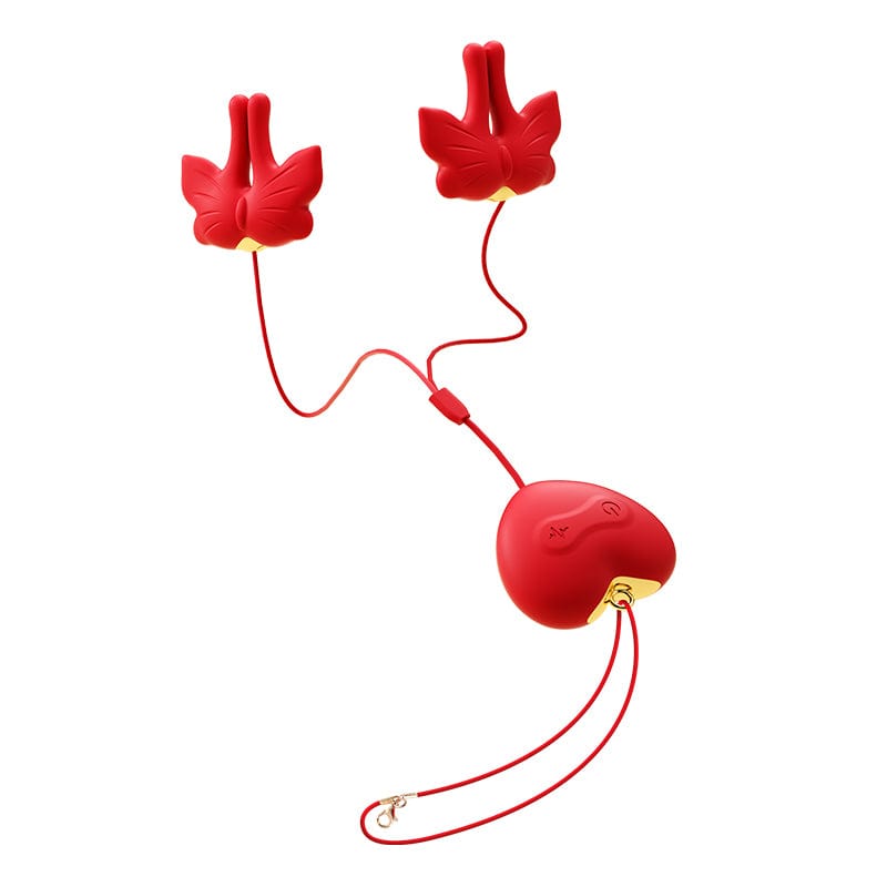 Butterfly Vibrating Neck-hanging Nipple Clamp Sexual Pleasure Tool - Lurevibe