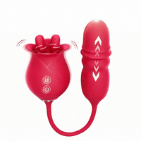 Lurevibe - Rose Romeo 3in1 Dual Tongue Rose Adult Toys Vibrators with 10 Licking & 10 Thrust, Clitoral Nipple Anal G Spot Vibrator - Lurevibe