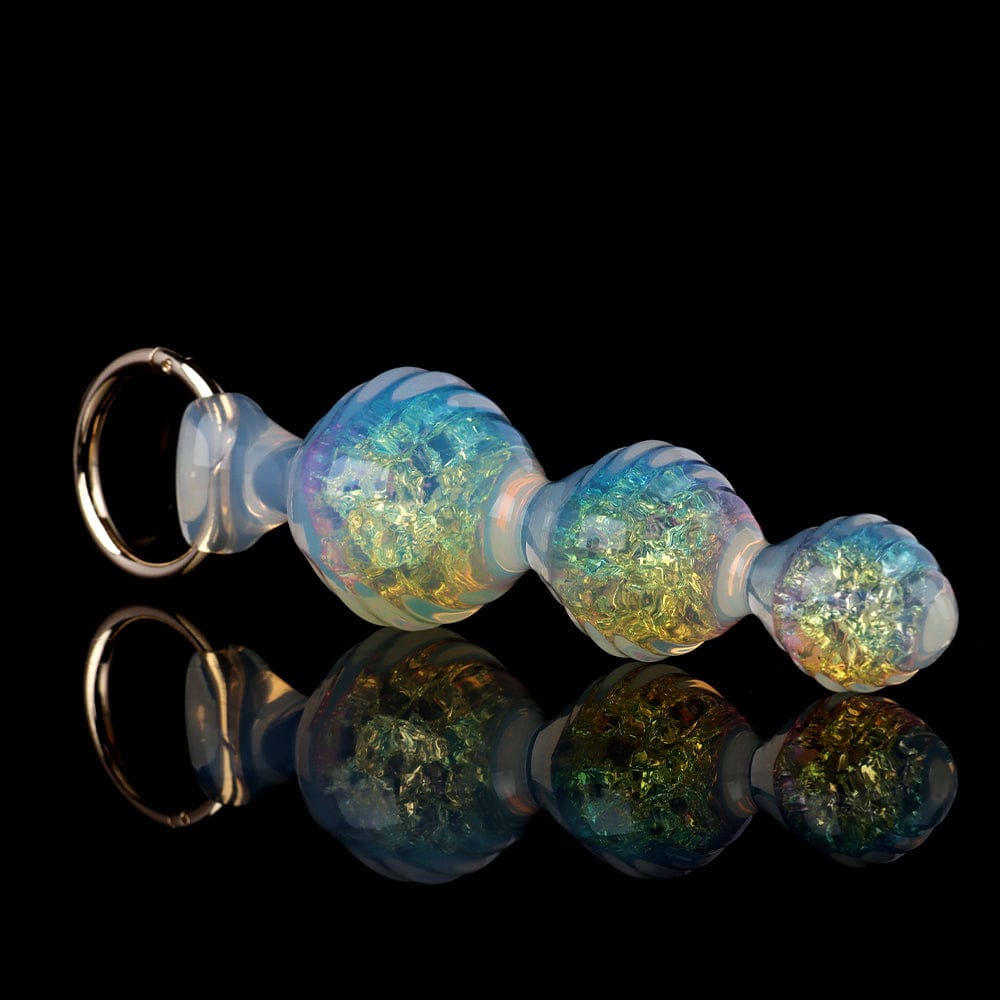 Aurora Ripple Textured Graduated Anal Bead Plug with Metal Pull Ring - Lurevibe