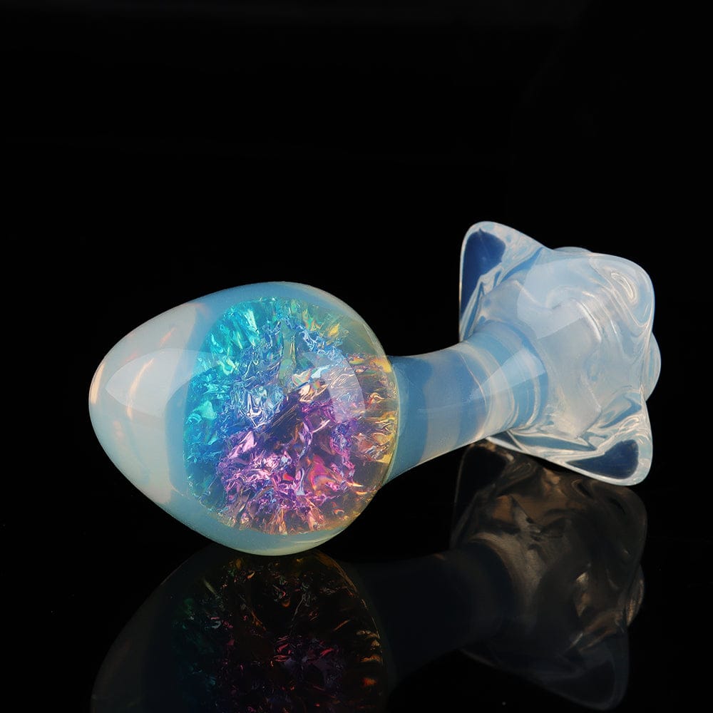 Aurora Ergonomic Curved-Neck Crystal Silicone Anal Plug with Petal Base - Lurevibe