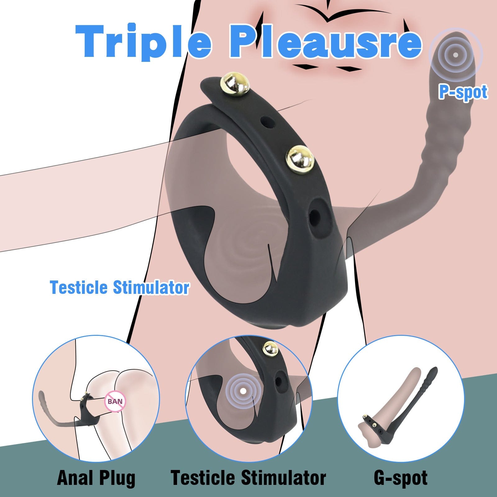 Wireless Remote Control Vibrating Penis Ring With Prostate Massager - Lurevibe