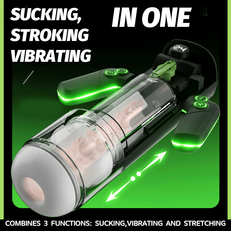 Handle - Controlled Male Masturbation Cup 9 - frequency telescopic movement Sucking Vibration - Lurevibe