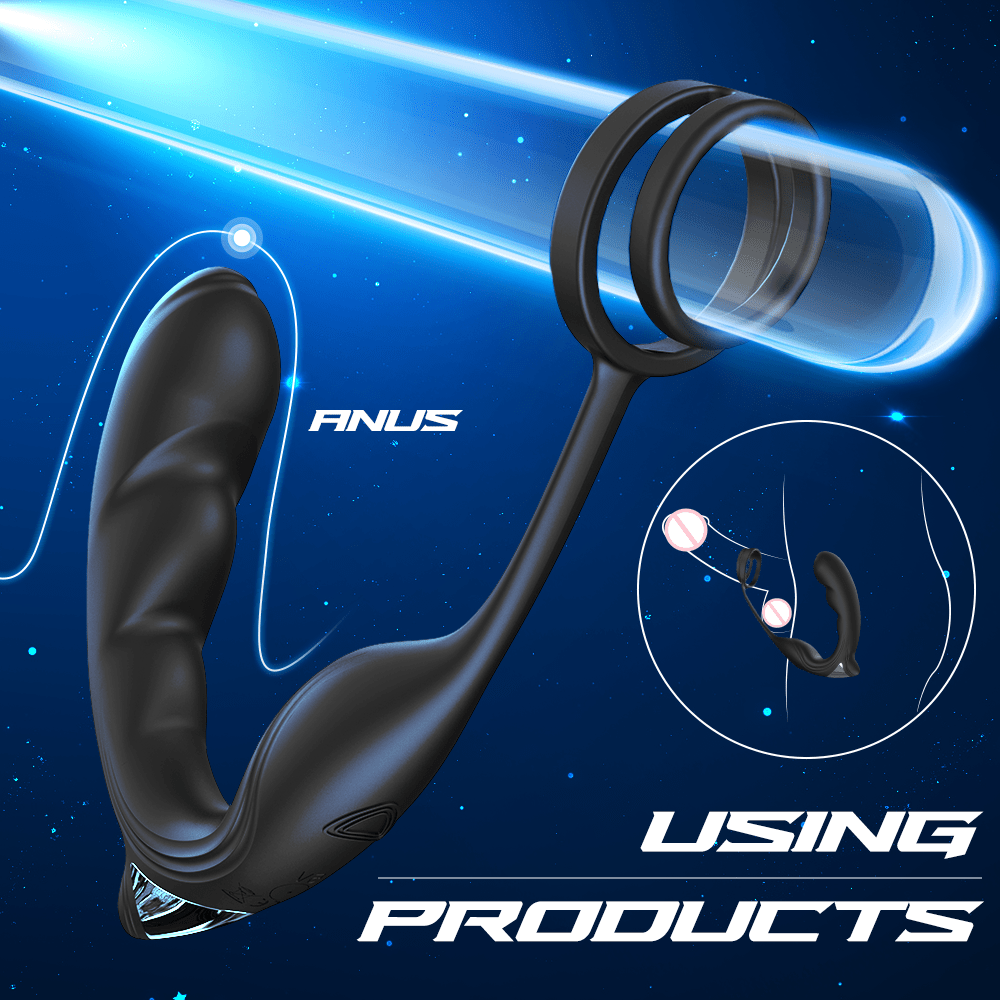 9 Speed Vibrating Prostate Massager Delayed Ejaculation Ring Anal Plug Vibrator With Remote Control - Lurevibe