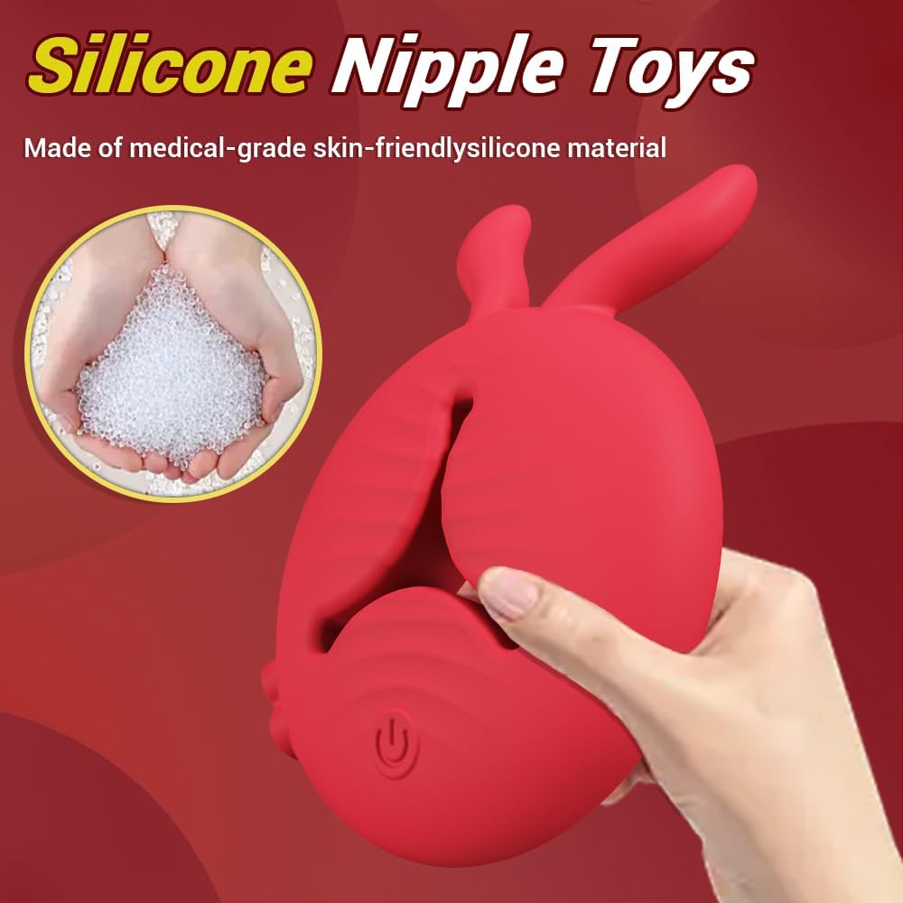Rabbit Vibrating Nipple Clamps BDSM Toy with APP & Remote Control - Lurevibe